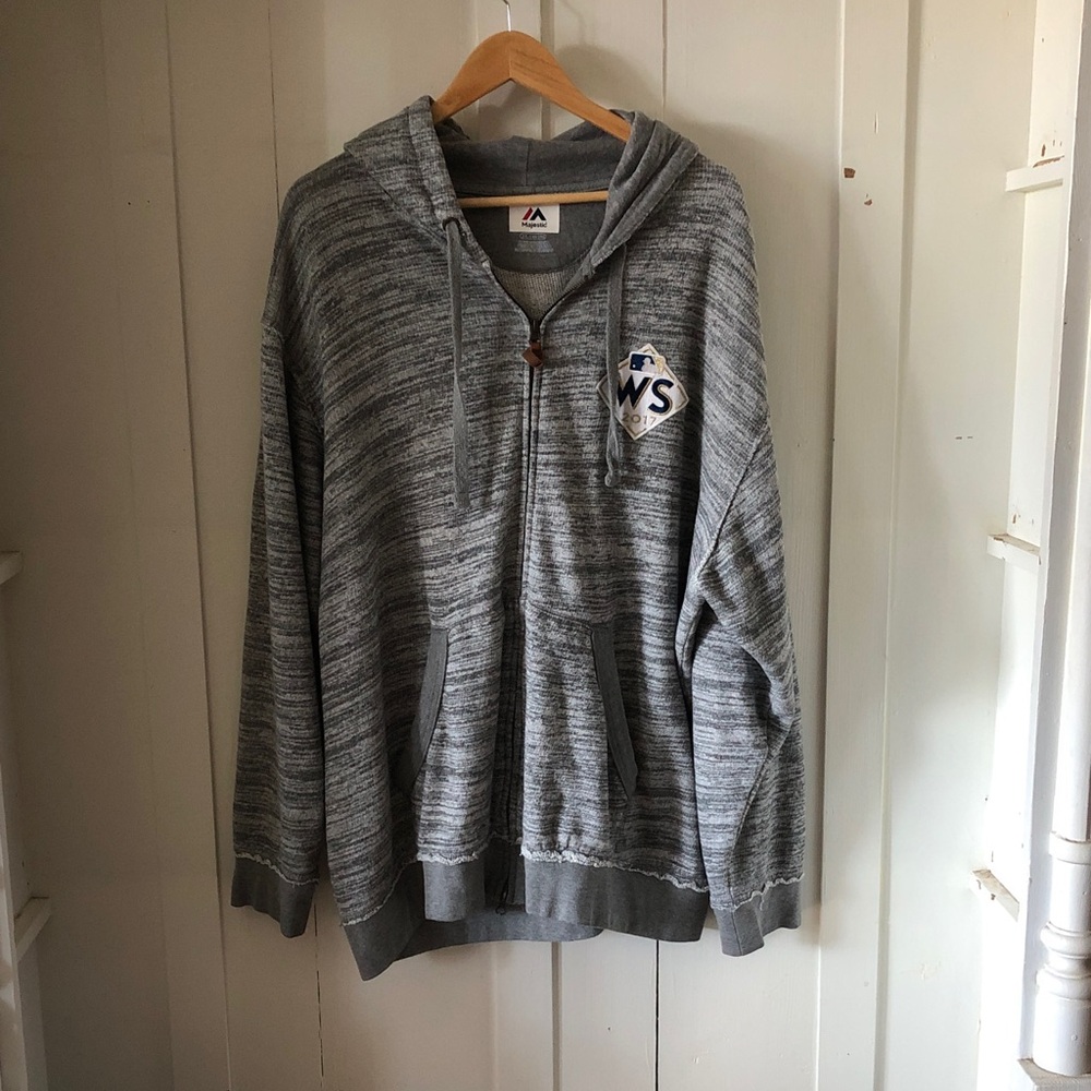 Dodgers 2017 World Series Gray Hooded Men's Sweater kangaroo pockets Majestic 2x
